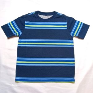 Wonder Nation Blue Multicolored Striped Short Sleeve Top Boy's Size XS (4-6)